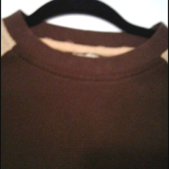 HOST PICK Retro 80s Brooklyn Express Brown & Tan Colorblock Long Sleeve Sweater - Picture 3 of 7